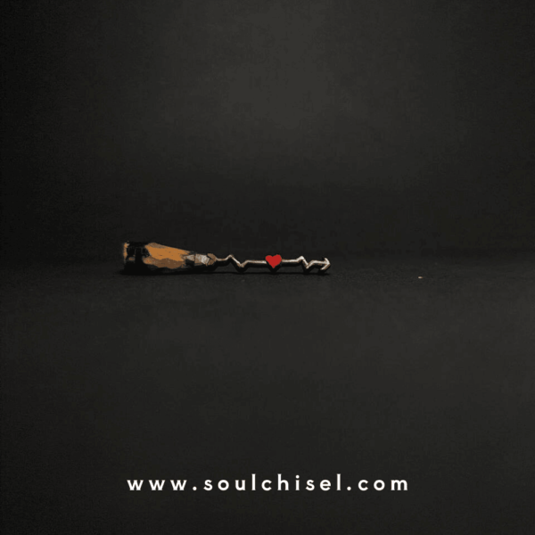 Valentine's Day Pencil Carving Engraved With Heart And Heart Rate Arrow